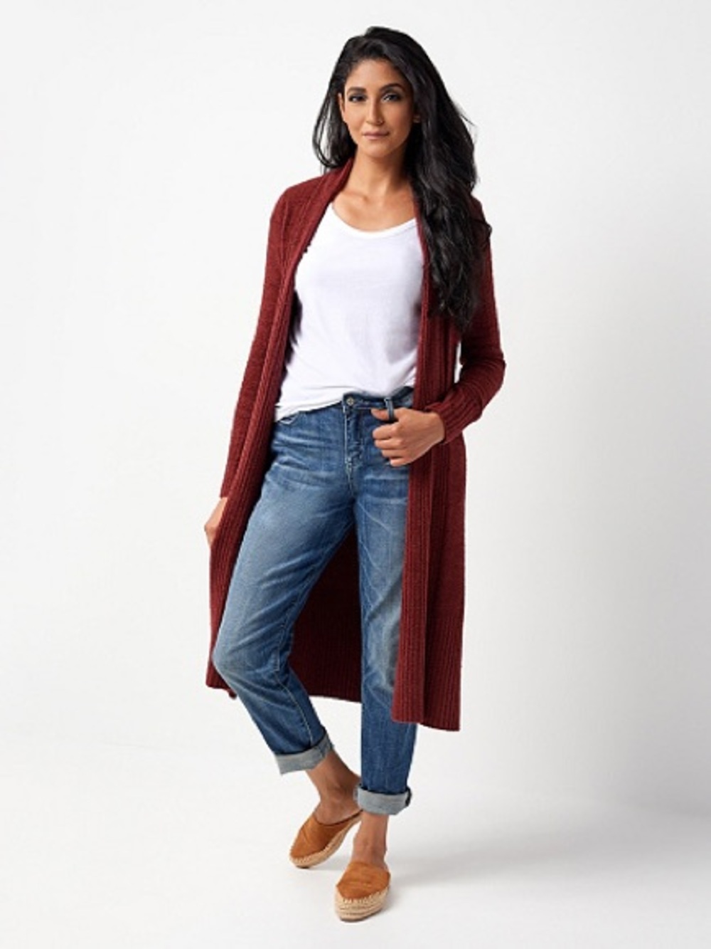 Barefoot Dreams Cozychic Lite Catalina Long Cardigan Burgundy size 1x Petite